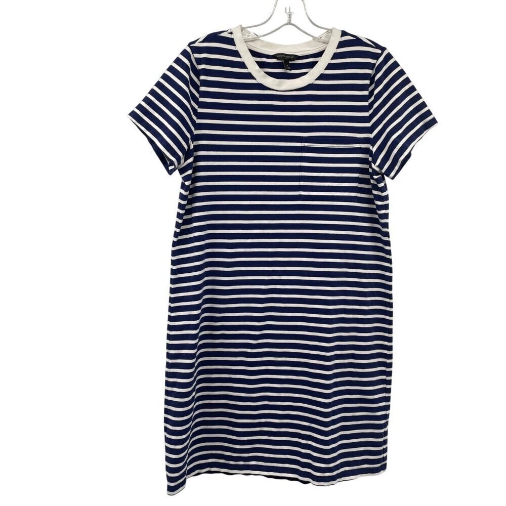 Banana Republic Womens T-Shirt Dress Blue/White Striped Size Medium